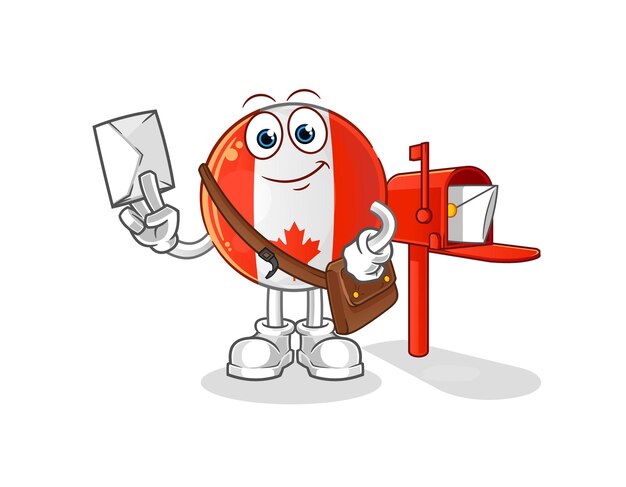 Kanada flagge postbote vektor. zeichentrickfigur