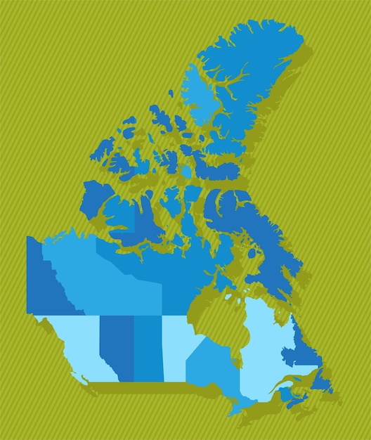 Vektor kanada karte mit regionen blaue politische karte grüne hintergrund-vektor-illustration