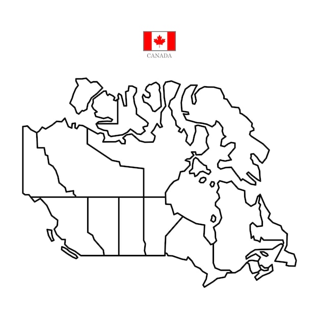 Kanada-konturvektorkarte mit staatsflagge in farbiger hintergrundkarte, folge 10