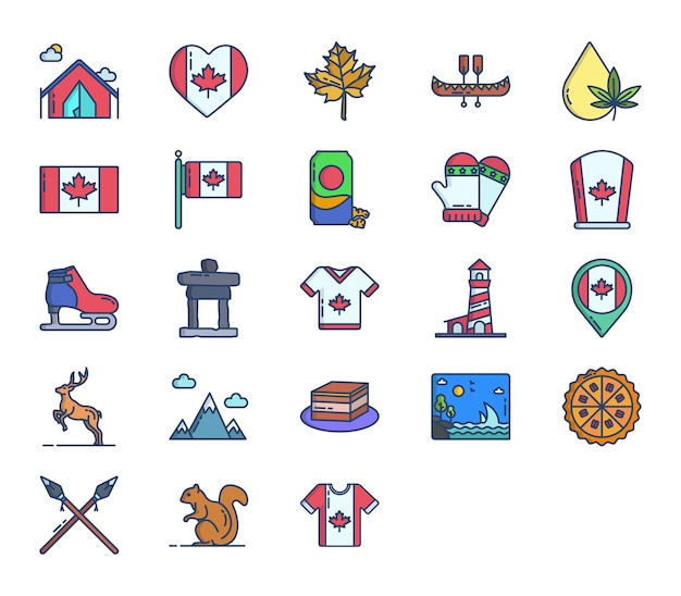 Vektor kanada-land und kultur-icon-set