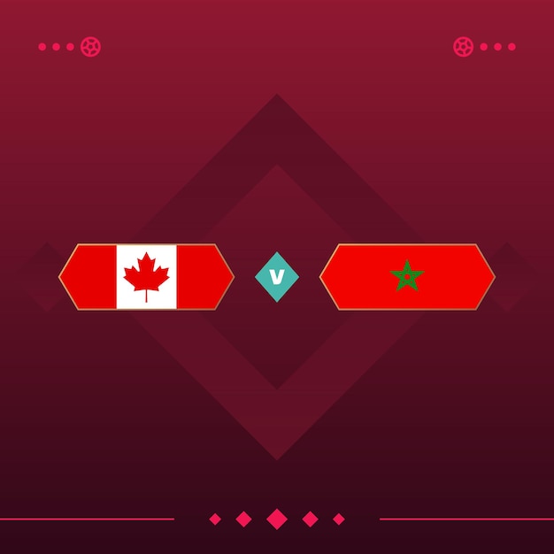 Kanada-marokko-weltfußballspiel 2022 versus auf roter hintergrundvektorillustration
