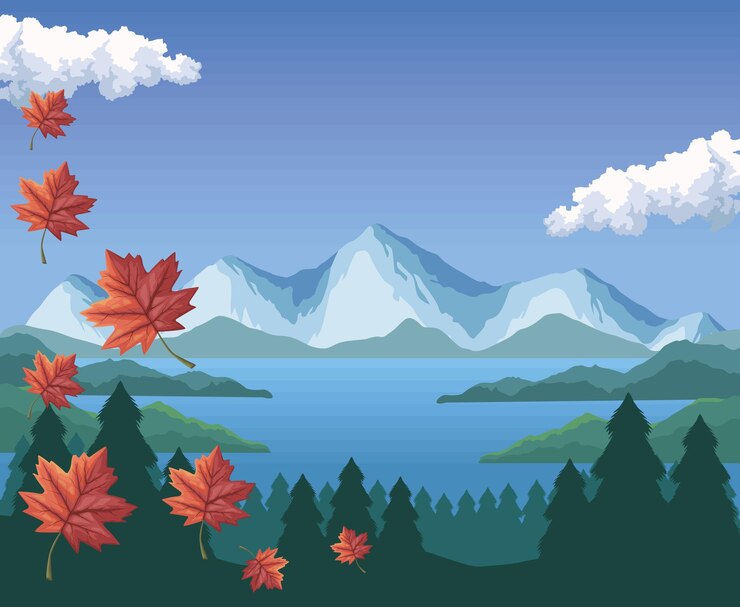 Vektor kanadische landschaft der rocky mountains