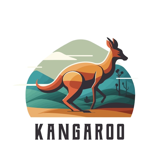 Vektor kangaroo wallaby australisches tier wildcharakter-logo-vektorillustration