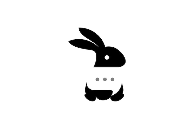Vektor kaninchen-chat-logo-häschen-design mit negativer weltraum-chat-blase