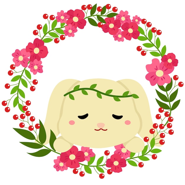 Kaninchen mit blumen clipart vektor umrahmt