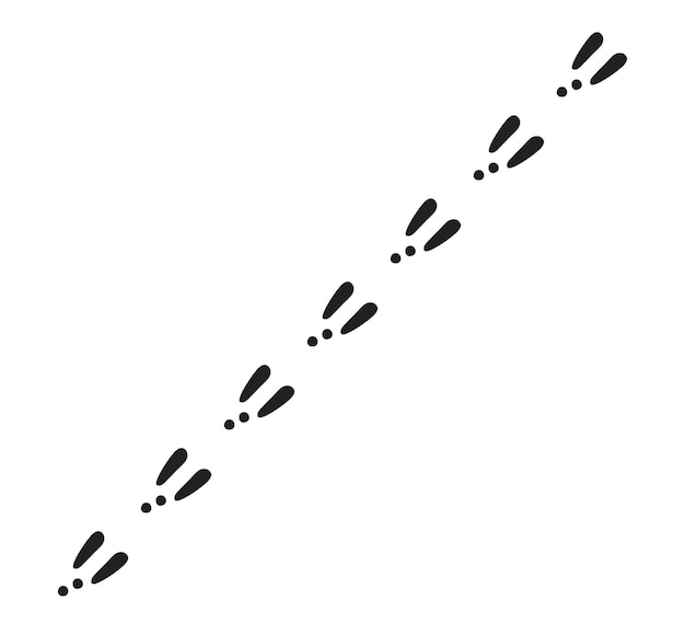Kaninchen- oder Hasen-Fußabdruckpfad Häschen-Fußabdrücke auf Schnee Kaninchen-Pfoten-Schritte Hasen-Schritte verfolgen Vektor-Illustration isoliert auf weißem Hintergrund in flachem Stil