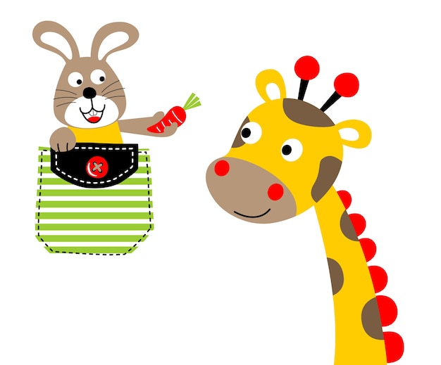 Kaninchen und giraffe cartoon vektor