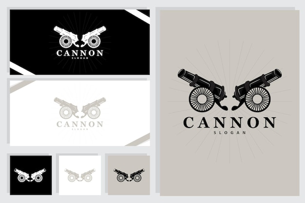 Kanonen-logo, elegantes, einfaches design, retro-vintage-stil, kriegsartillerie-vektor-illustration, symbol-symbol