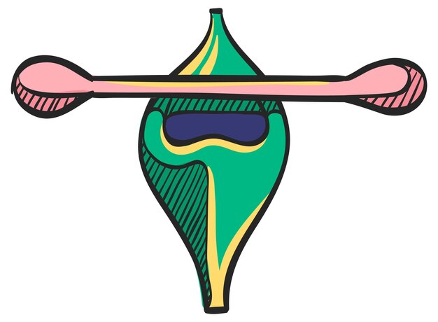 Kanu-symbol in handgezeichneter farbvektorillustration