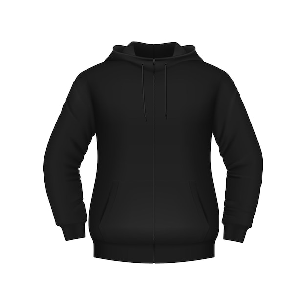 Vektor kapuzenpullover, schwarzes sweatshirt, 3d-vektormodell für männer