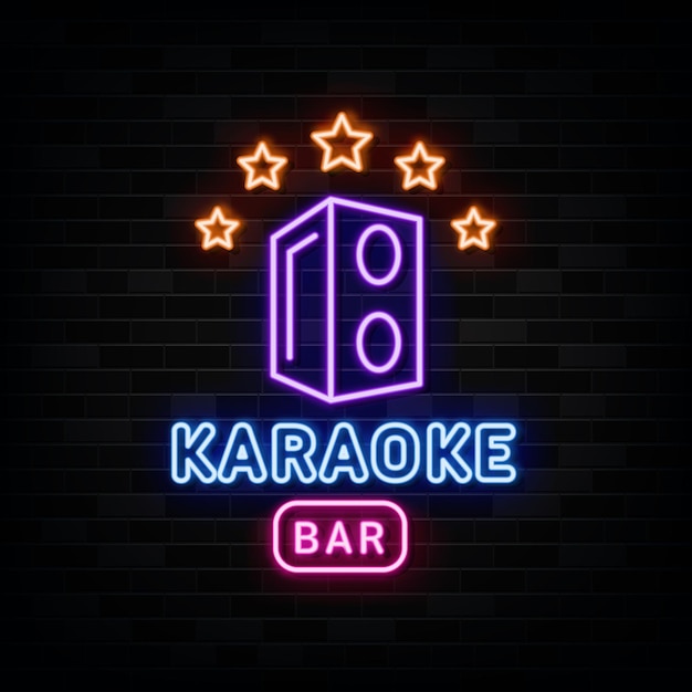 Karaoke neon signs vector design template neon style