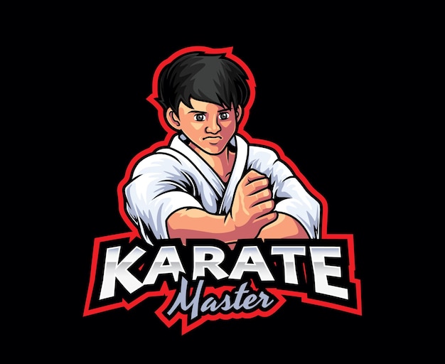 Karate-kampfkunst-maskottchen-logo-design