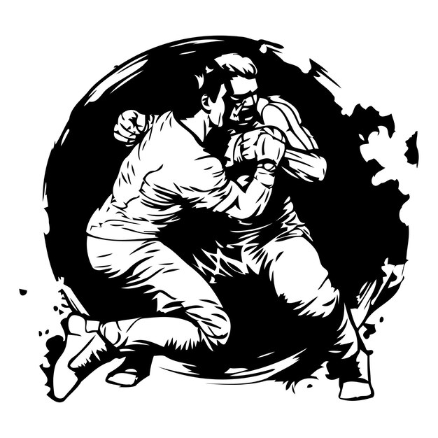 Vektor karate-kick-grunge-vektorillustration für ihr design