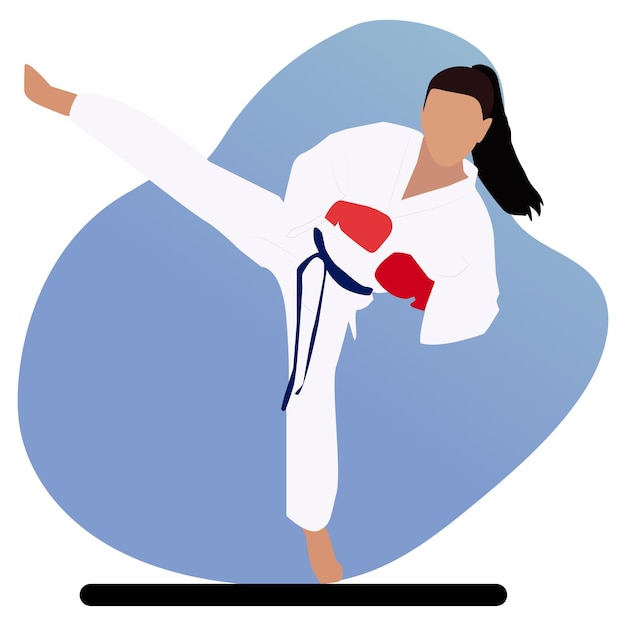 Karate-Mädchen-flache Kunst
