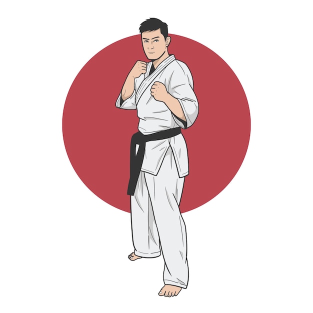 Karate-Vektor-Illustration Handzeichnung