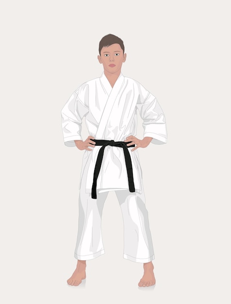 Karateka in einem Kimono mit schwarzem Gürtel