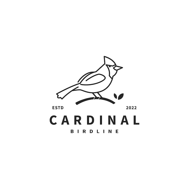 Vektor kardinal-vogel-vektor-illustration mit linie art-logo-design 2
