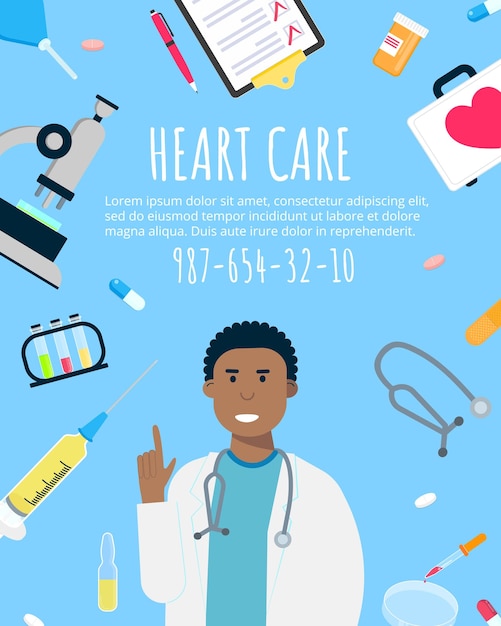Kardiologie-Herzpflege-Banner-Konzept flaches Design-Poster