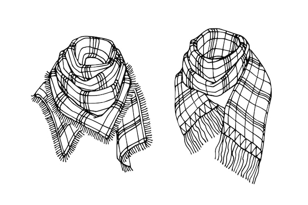 Karierter Schal mit Fransen ein Accessoire für Winter- und Herbstkleidung In schwarzer Tinte