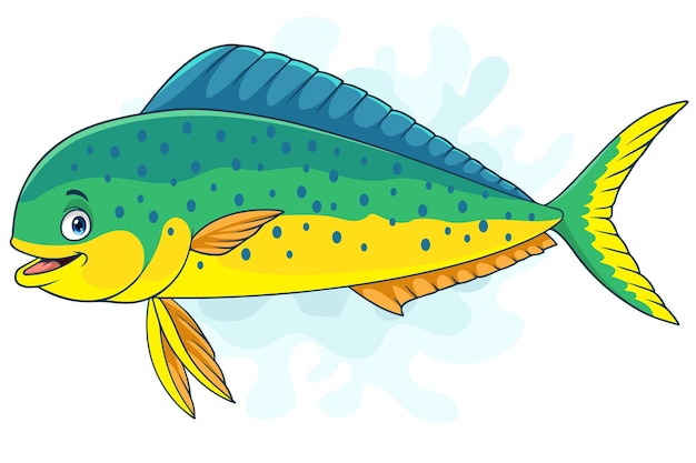 Vektor karikatur mahi mahi fisch isoliert auf weißem hintergrund