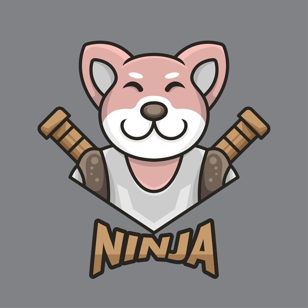 Karikatur-maskottchen-niedlicher ninja shiba inu