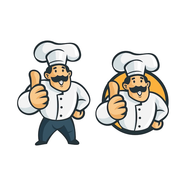 Karikatur Retro Vintage Koch Charakter Maskottchen Logo.
