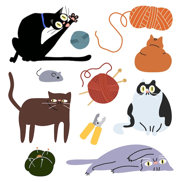Karikatur süße Katzen Charakter Sammlung in verschiedenen Posen verschiedene lustige Hauskatze