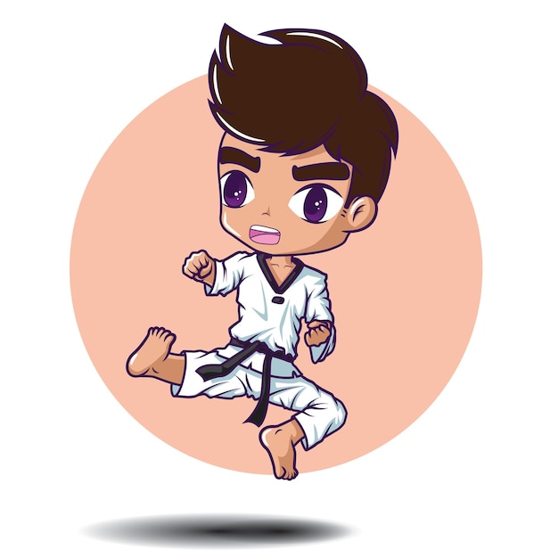 Karikatur, takwondo, vektor, sport, concept