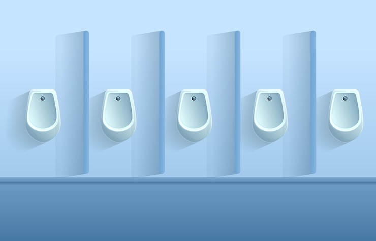 Vektor karikatur-toilettenwand mit urinalen, illustration