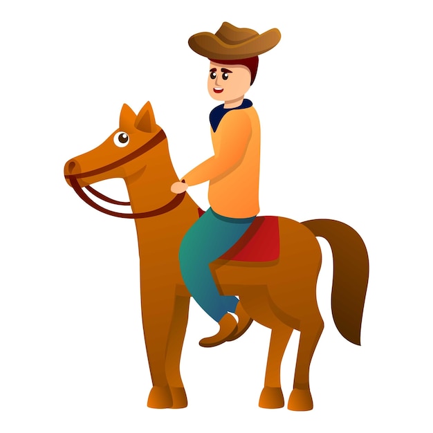 Vektor karikatur von cowboy auf pferd vektor-ikon für webdesign isoliert auf weißem hintergrund