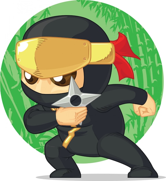 Karikatur von ninja holding shuriken