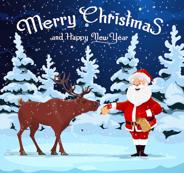 Weihnachtsmann mit rentier-Vektoren und -Illustrationen zum kostenlosen