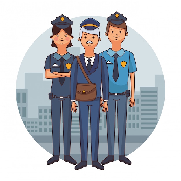 Karikaturen der Polizeibeamten