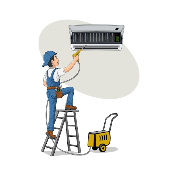 Karikaturfigur-Design-Illustration für den HVAC-Service