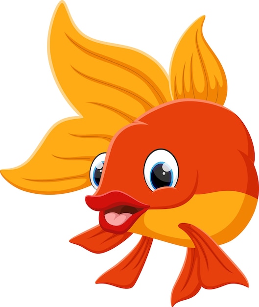 Karikaturgoldfisch auf weißem Hintergrund