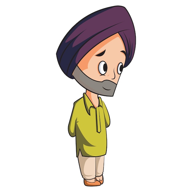 Vektor karikaturillustration des punjabi-mannes