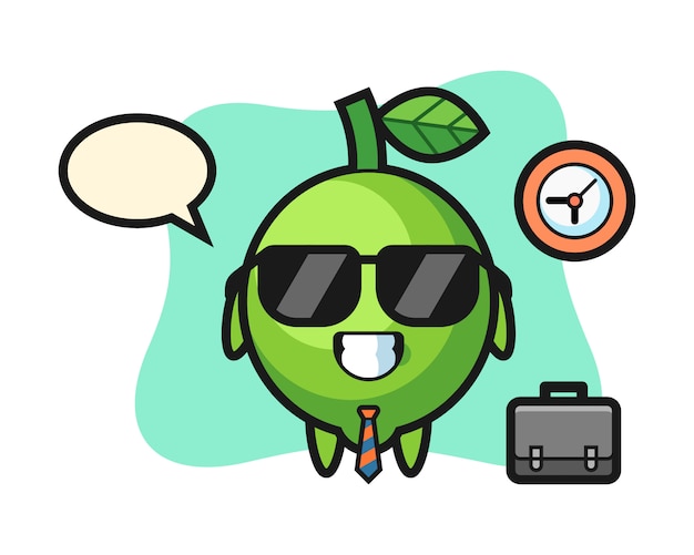 Karikaturmaskottchen der limette karikaturmaskottchen der limette als geschäftsmann, niedlicher stil, aufkleber, logoelement