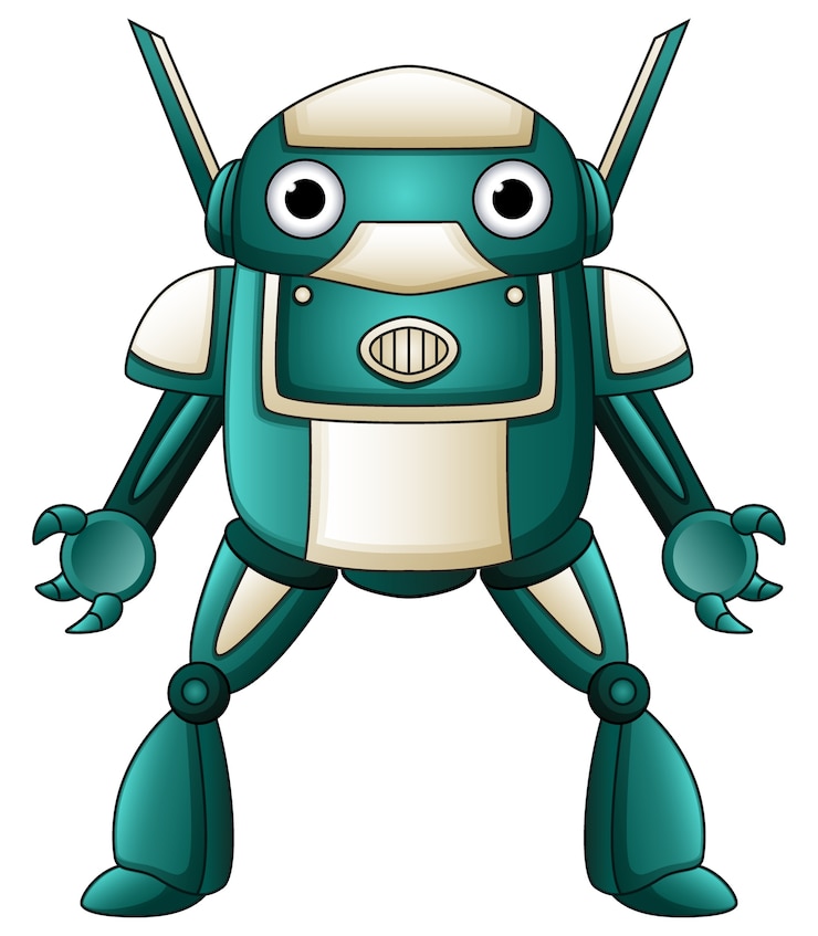 Vektor karikaturroboterzeichen lokalisiert auf weißem hintergrund