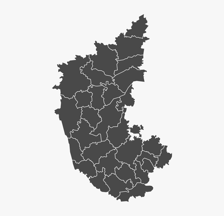 Vektor karnataka-bundesstaatkarte mit allen bezirken weißer hintergrund