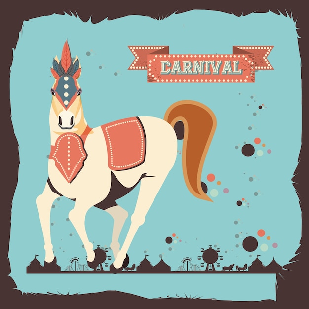 Karneval pferd vintage symbol vektor-illustration design