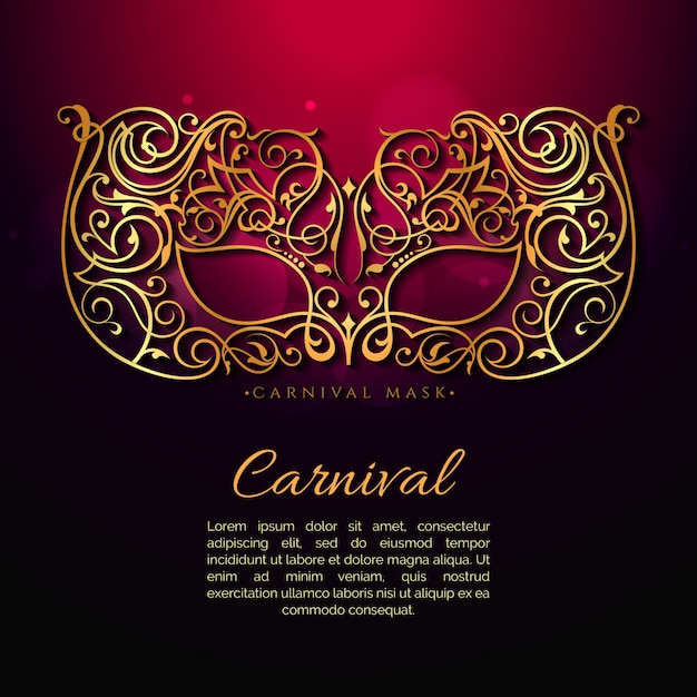 Karnevalshintergrund mit einer goldenen und abstrakten maske