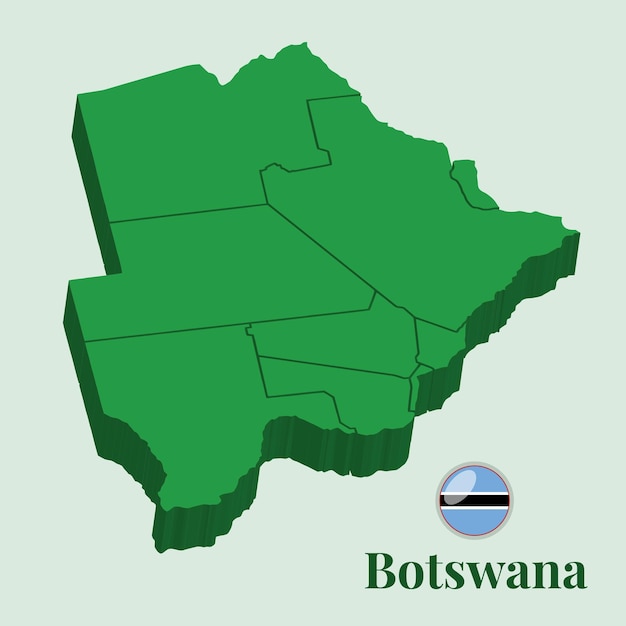 Karte 3D von Botswana-Vektorillustration Stockfotos Entwürfe