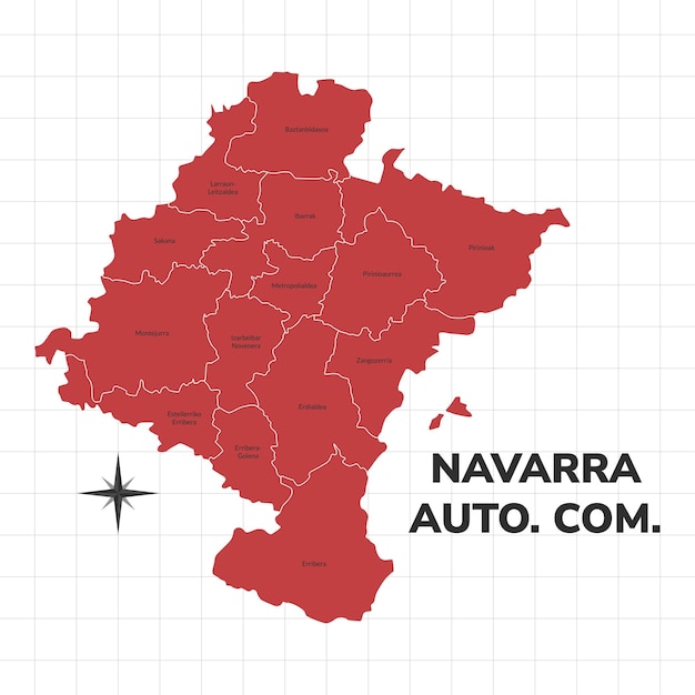 Vektor karte der autonomenen gemeinschaft navarra karte der region navarra in spanien