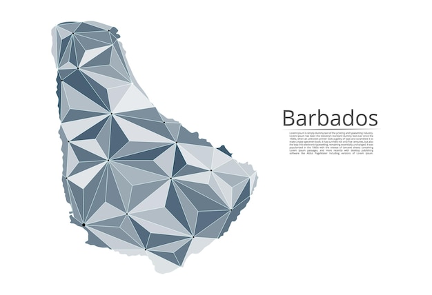 Karte der barbados-verbindung lowpoly-vektorbild einer weltkarte mit lichtern in form von städten