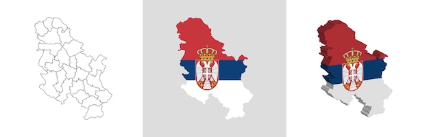 Karte der Flagge Serbiens