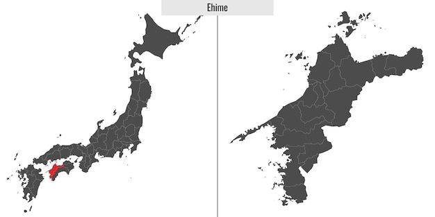 Karte der japanischen präfektur ehime