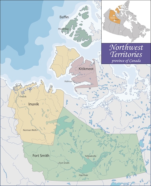 Karte der nordwest-territorien