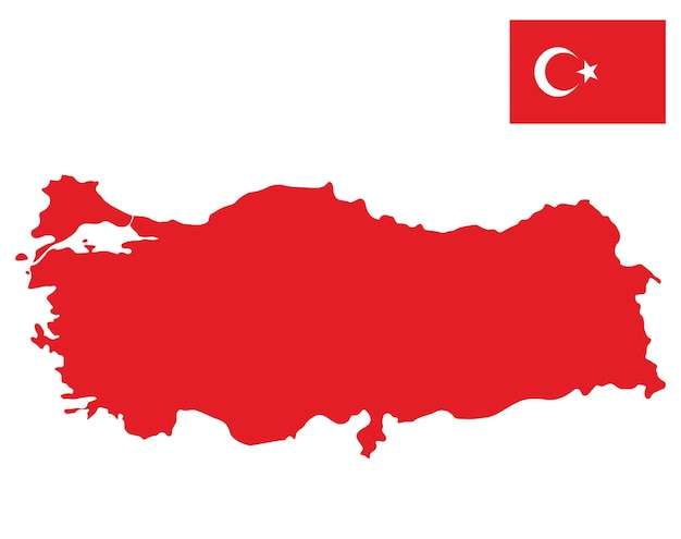 Vektor karte der türkei mit türkischer flagge