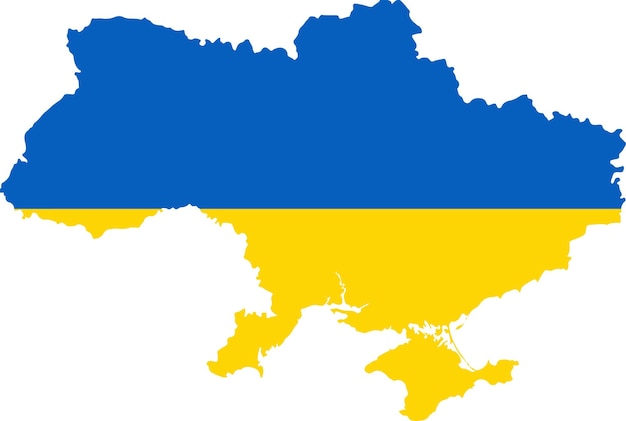 Vektor karte der ukraine mit hintergrund der ukrainischen flagge