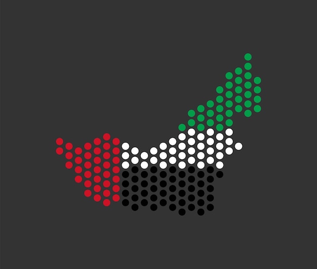 Vektor karte der vereinigten arabischen emirate im hintergrund der flagge der vereinigten arabischen emirate
